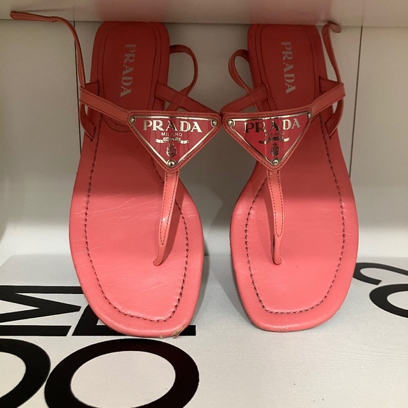 Prada Shoes - Pink Prada Logo Thong Sandals